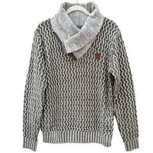 Parish Nation 56 Outdoors Mens Med Knit Sweater Shawl Collar Olive Green Cream